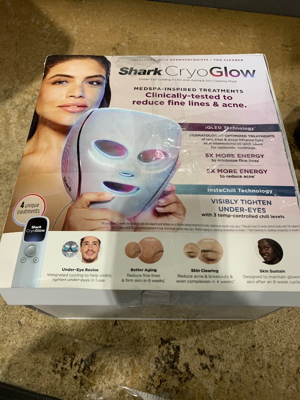 Photo 1 of *** SEE NOTES *** Shark CryoGlow LED Face Mask with Under-Eye Cooling, Anti-Ageing & Blemish Repair, Red & Blue LED, Infrared Light Therapy, USB-C, Remote Control, Storage Bag, Blue Frost, FW312