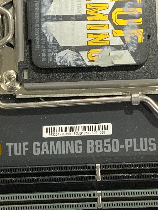 Photo 1 of * FOR PARTS * ASUS TUF Gaming B850-PLUS WiFi AMD AM5 B850 ATX Motherboard, 14+2+1 80A Stages, AI Ready, DDR5, PCIe 5.0, 3X M.2, Wi-Fi 7, 2.5Gb LAN, DisplayPort, HDMI™, USB 10Gbps & 20Gbps Type-C®, BIOS Flashback™