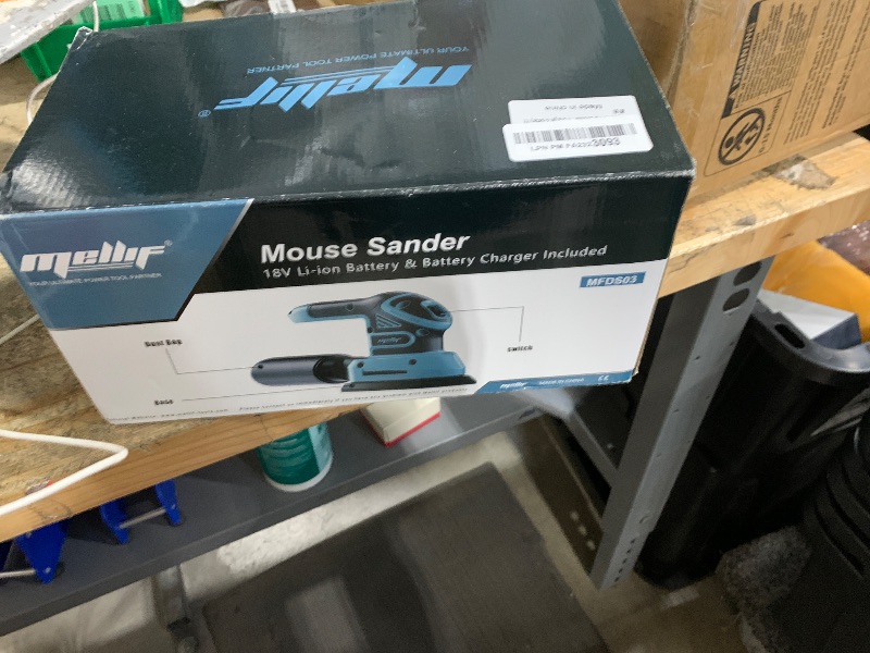 Photo 1 of 1.9Amp Cordless Detail Sander Compatible with Makita 18v Battery, Dust Collector, Brushless 12,000 OPM Speed, Compact Soft Palm Grip, 10pcs Sanding Pads, 2.0Ah Charger & Battery Kit (Blue)