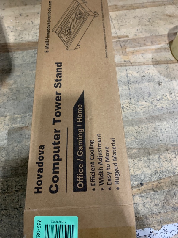 Photo 1 of ***MISSING ONE BRACKET***Hovadova Adjustable Computer Tower Stand with Cooler Fan and Light, PC Stand for Floor, Mobile CPU Holder with 4 Caster Wheels Fits Most PC Tower, Under Desk CPU Holder for Office,Gamers and Students