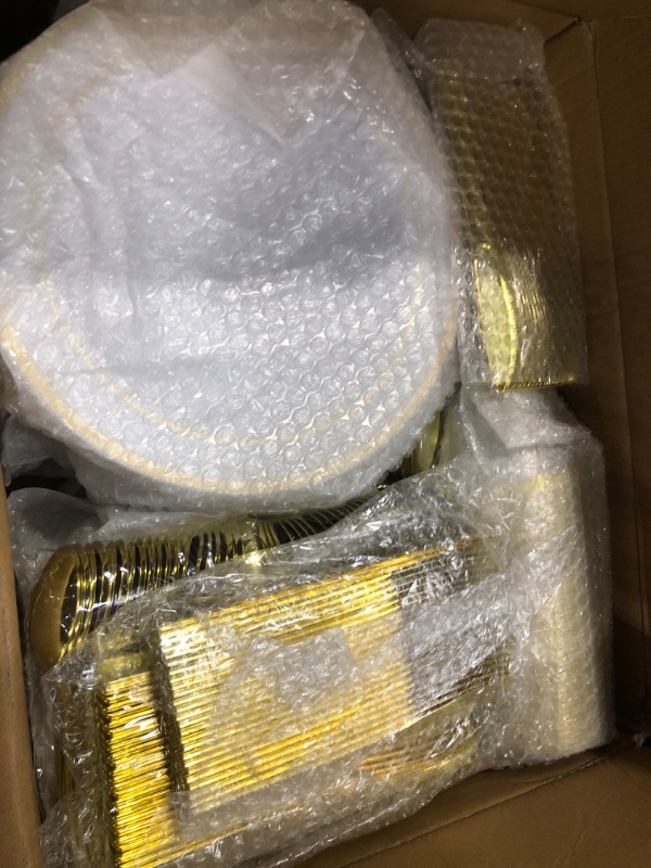 Photo 1 of (unknown if complete) Goodluck 600 Pieces Gold Disposable Plates for 100 Guests, Plastic Plates for Party, Dinnerware Set