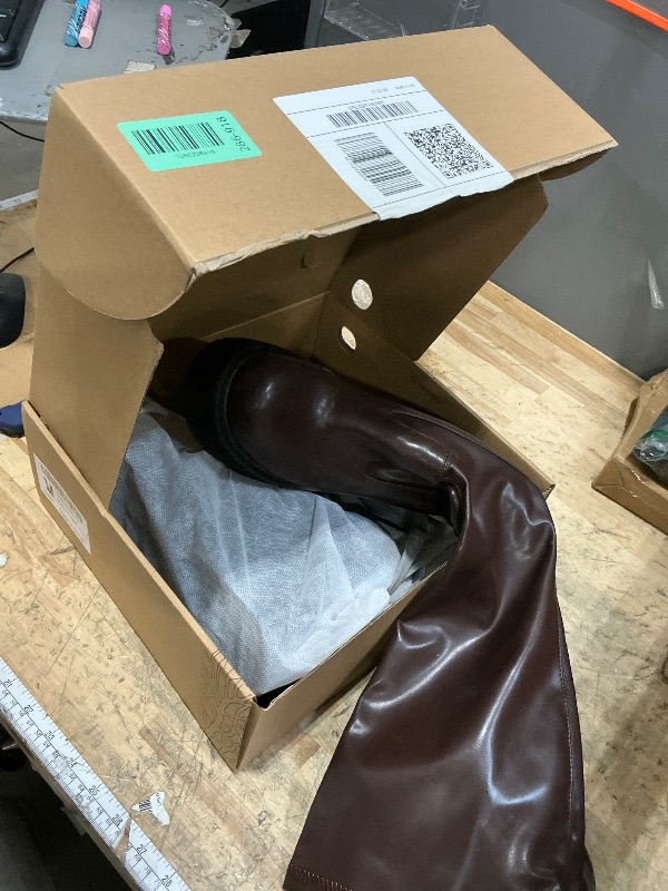 Photo 1 of AMINUGAL Womens Elastic Knee High Boots Platform Chunky Block High Heel Sock Boots Zipper Round Toe Fashion Motorcycle Combat Punk Boots For Women