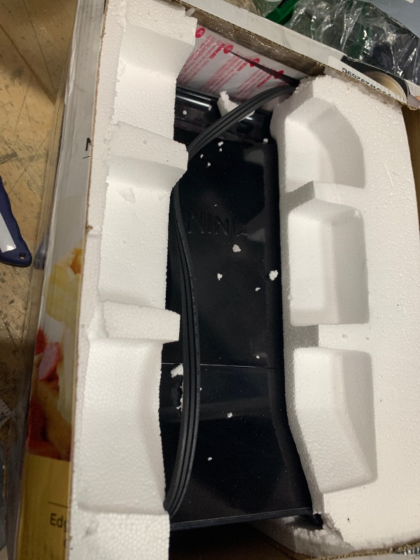 Photo 1 of ** For parts only does not power on ** Ninja BW1001 NeverStick PRO Belgian Waffle Maker, Vertical Design, 5 Shade Settings, with Precision-Pour Cup & Chef-curated Recipe Guide, Black & Silver