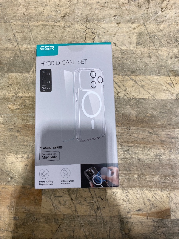 Photo 1 of ESR for iPhone 15 Pro Max Case Set, 1 Tempered-Glass Screen Protector, 1 Set of Lens Protectors, Military-Grade Protection, Yellowing and Scratch Resistant MagSafe Case, Classic Series, Clear Shimmer