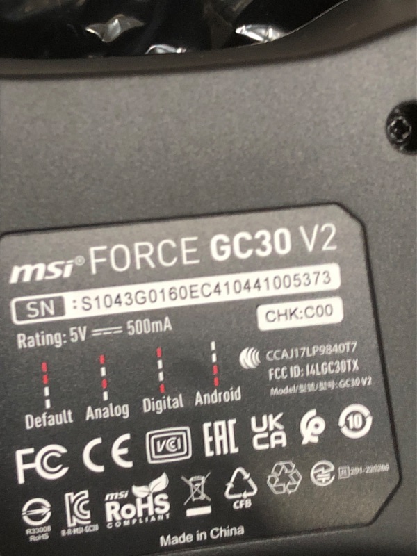 Photo 3 of MSI Force GC30V2 Wireless Gaming Controller, Dual Vibration Motors, Dual Connection Modes, Interchangable D-Pads, Compatible with PC & Android, Black