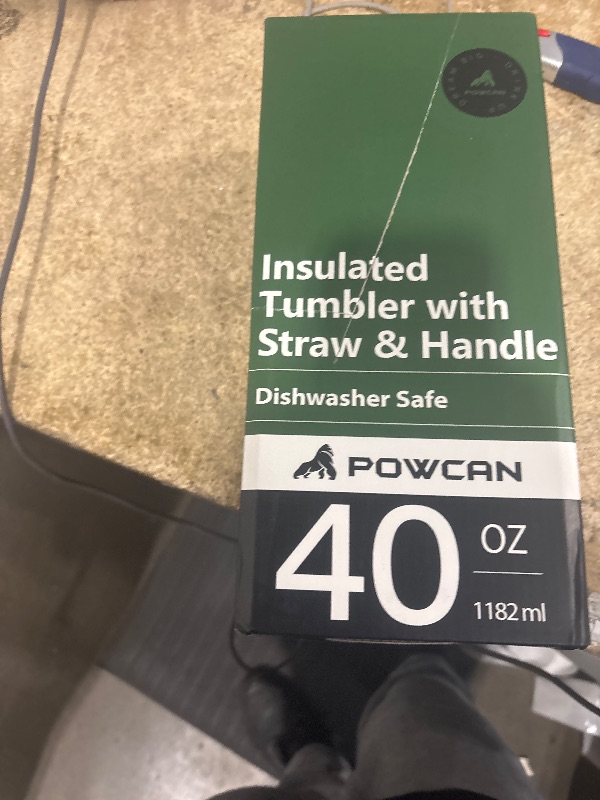 Photo 1 of **MINOR DAMAGE/ MISSING STRAW*** POWCAN 40 oz Tumbler with Handle, 2-in-1 Straw and Sip Lid, Leakproof, Dishwasher Safe, Insulated Stainless Steel Travel Coffee Mug, Keeps Cold for 34 Hours, Fits in Car Cup Holder (Forest)