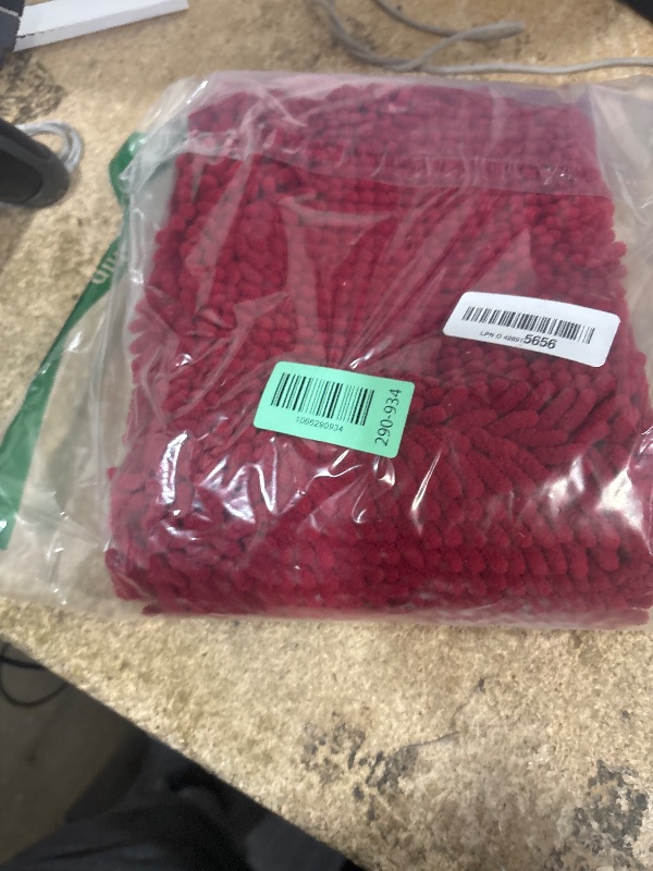 Photo 1 of **SMALLER IN PERSON** LuxUrux Bath Mat, Extra-Soft Plush Non-Slip Bathroom Rug, Luxury Chenille Microfiber Material, Super Absorbent Shaggy Bath Rug. Machine Wash & Dry (17 x 24 inches, Maroon-red)