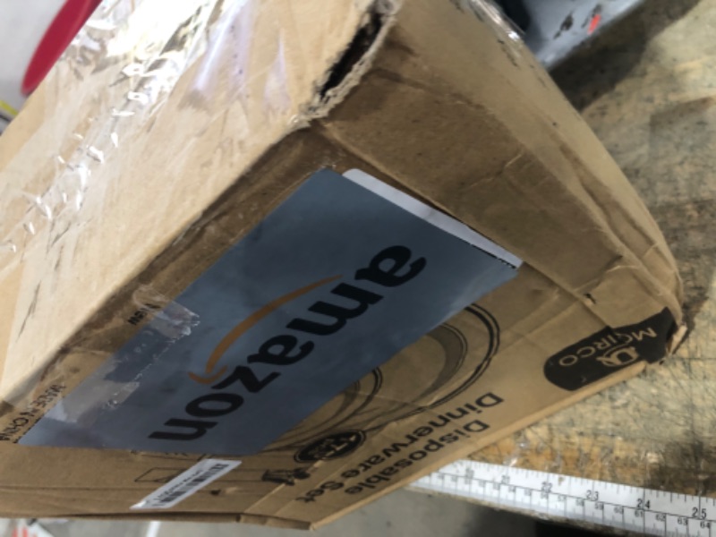 Photo 1 of ?175 Piece Silver Dinnerware Set,25 Silver Rim Plastic Plates, 25 Cups,25 Pre Rolled Napkins with Plastic Silverware, Disposable Dinnerware Set for 25 Guest