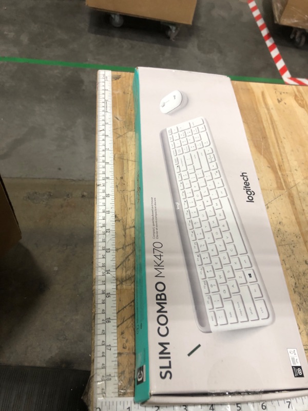 Photo 1 of Logitech MK470 Slim Wireless Keyboard and Mouse Combo - Modern Compact Layout, Ultra Quiet, 2.4 GHz USB Receiver, Plug n' Play Connectivity, Compatible with Windows - Off White