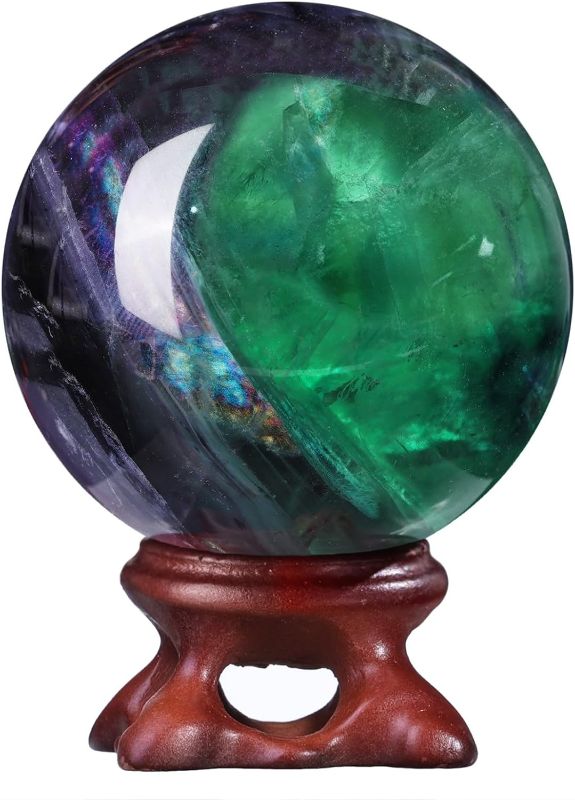 Photo 1 of -7CM/2.36-2.76inch Natural Crystal Ball Fluorite Sphere Polished Divination Ball Decorative Sphere Healing Crystals Ball Crafts Healing Stone Collect Gifts Home Decoration(Fluorite, 60-70mm)