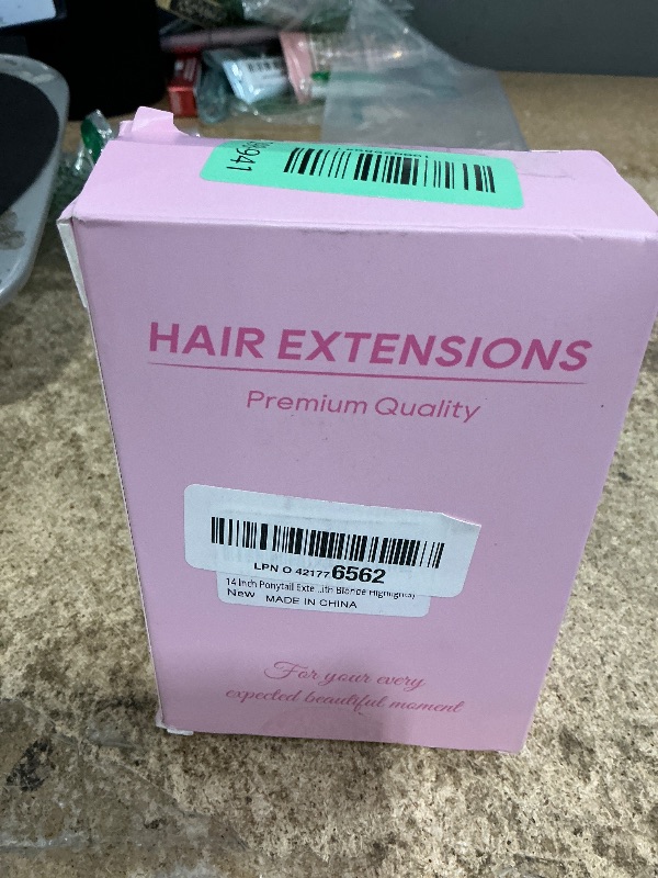 Photo 1 of 14 Inch Ponytail Extension - Soft Wavy Pony Tails Hair Extensions, Claw Clip Ponytail Extension, Synthetic Hair Extensions Ponytail, Clip in Ponytail (Color: Light Brown With Blonde Highlights)