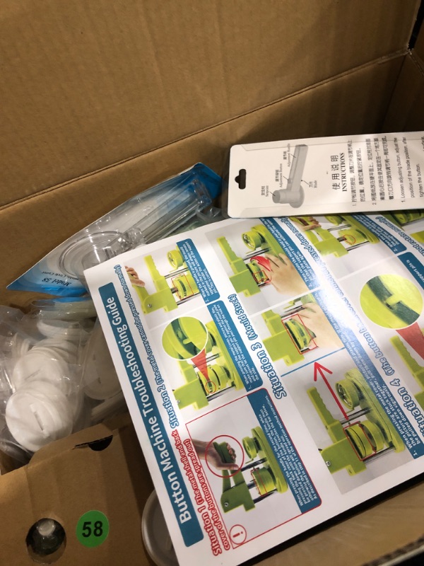 Photo 3 of Happizza Button Maker Machine Multiple-Sizes - Pin Maker Machine 1.25 inch+2.25 inch, Interchangeable Button-models Badge Button Press Machine with 200 Sets 32+58mm Button Maker Supplies&Circle Cutter