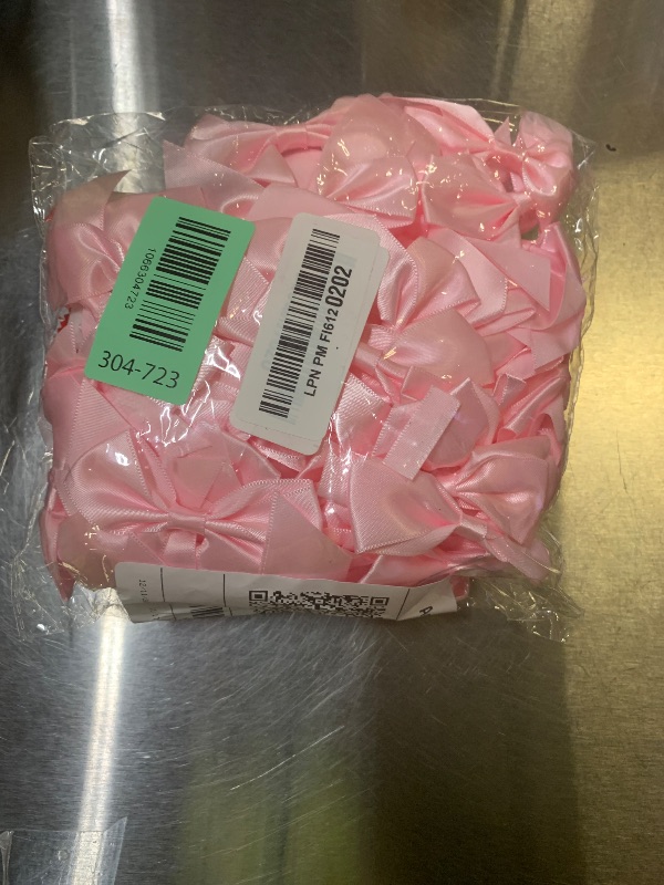 Photo 1 of 100 PCS Bows for Gift Wrapping, 2.75" Satin Ribbon Bows with Double-Sided Tape, Small Bows for Crafts, Bow Decor, Mini Bows Decorations for Party Baby Shower Birthday Wedding (Pink)