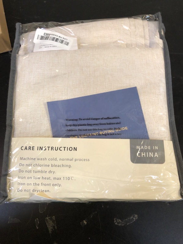 Photo 1 of 100% Blackout Shield Linen Blackout Curtains for Bedroom 96 Inches Long, Back Tab/Rod Pocket Living Room Drapes, Thermal Insulated Blackout Curtains 2 Panels Set, 50" W x 96" L,Cream