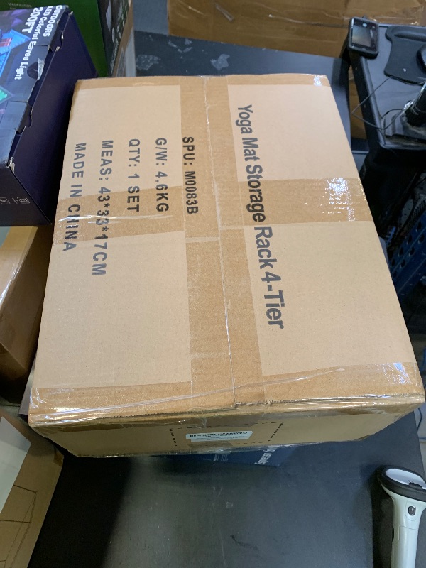 Photo 2 of VOPEAK Home Gym Storage Rack with Wheels, Yoga Mat Storage Organizer for Kettlebells, Dumbbells, Resistance Bands, Space Saving 3-Tier Weight Rack for Home Gym, Garage, Easy to Install (Black)