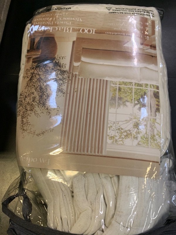 Photo 1 of 102 Inches Long Pinch Pleated Linen Blackout Curtains for Bedroom Back Tab Track Memory Trained Shape Farmhouse Light Blocking Curtains 102 Inch Length for Living Dining Room Darkening Drapes Cream