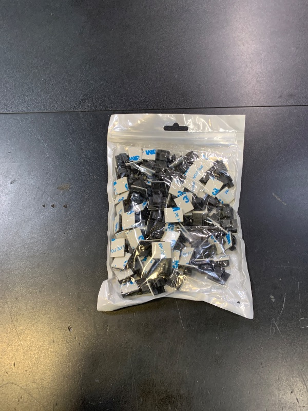 Photo 1 of 100 PCS Adhesive Cable Clips, Coopache Ethernet Wire Clips for Cords, Wire Holder Organizer Cord Management, Cable Cord Clips for Home Office Desk, Car, TV, PC, (Black)