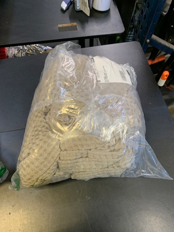 Photo 1 of 100% Cotton Waffle Weave Bed Blanket | Soft, Breathable, and Lightweight Blanket for All-Season | Perfect for Layering | Brielle Collection (Full/Queen, Linen)