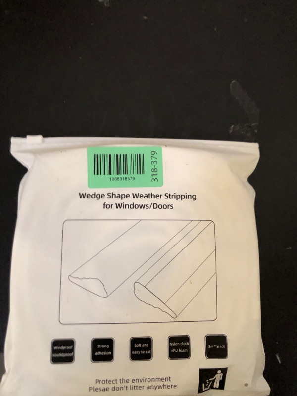 Photo 1 of 118” Wedge-Shape Foam Window Weather Stripping Door Seal Strip,Soundproofing Frame Winter Insulation Tape for Exterior Front Door,Noise Cancelling Window Inserts,Door Gap Filler Light Blocker,White