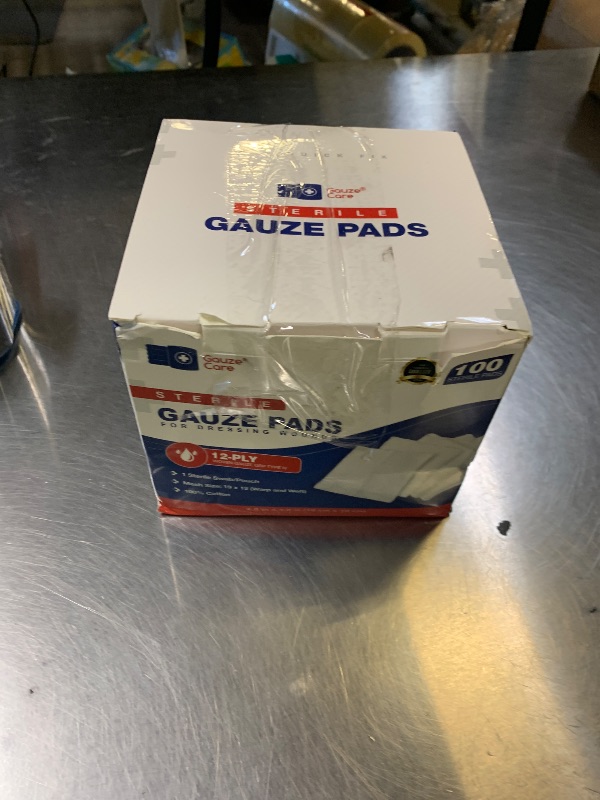 Photo 1 of 100pc Large Sterile Gauze Pads 4x4 Sterile for Wounds Bulk - 12ply Woven Gauze Sponges 4x4 Sterile - USP IV Breathable Mesh 4x4 Gauze Pads Sterile for Enhanced Absorption - First Aid Medical