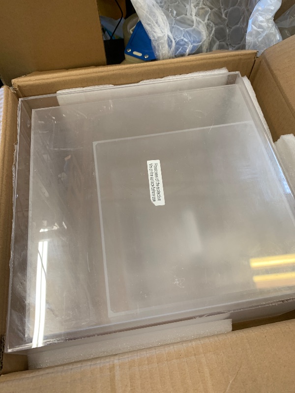 Photo 1 of Leinuosen 7 Pcs Large Buffet Risers Set 6" to 12" Acrylic Display Box Catering Dessert Table Riser Food Display Decorative Stand with Hollow Bottom for Catering Supplies(Clear, Square)