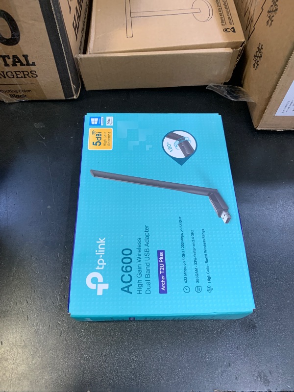 Photo 2 of TP-Link AC600 USB WiFi Adapter for PC (Archer T2U Plus)- Wireless Network Adapter for Desktop with 2.4GHz, 5GHz High Gain Dual Band 5dBi Antenna, Supports Win11/10/8.1/8/7/XP, Mac OS 10.9-10.14, Black