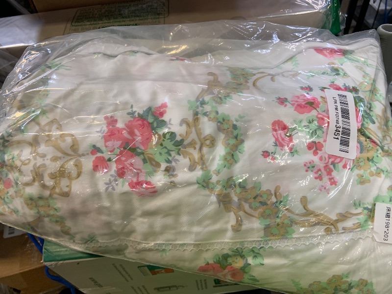 Photo 1 of LELVA Dust Ruffled Bed Skirts King Size Wrap Around Lace Bed Ruffle with Platform 18 inch Deep Drop Cotton Floral Girls Bed Sheets White