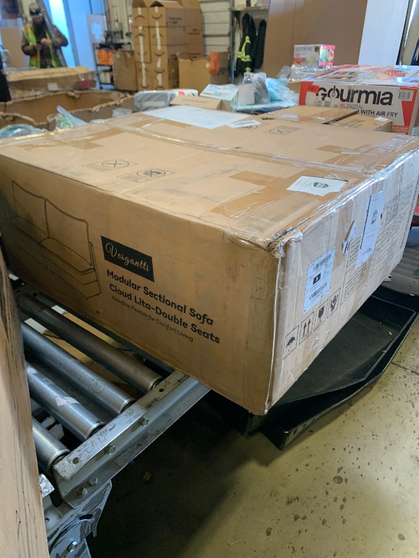 Photo 1 of Vesgantti 108" Modular Sectional Sofa, Comfy Cloud Couch with Movable Ottoman Deep Seat Chenille L Shaped Modular Sofa, Sectional Couches for Living Room, Bedroom and Apartment, Beige