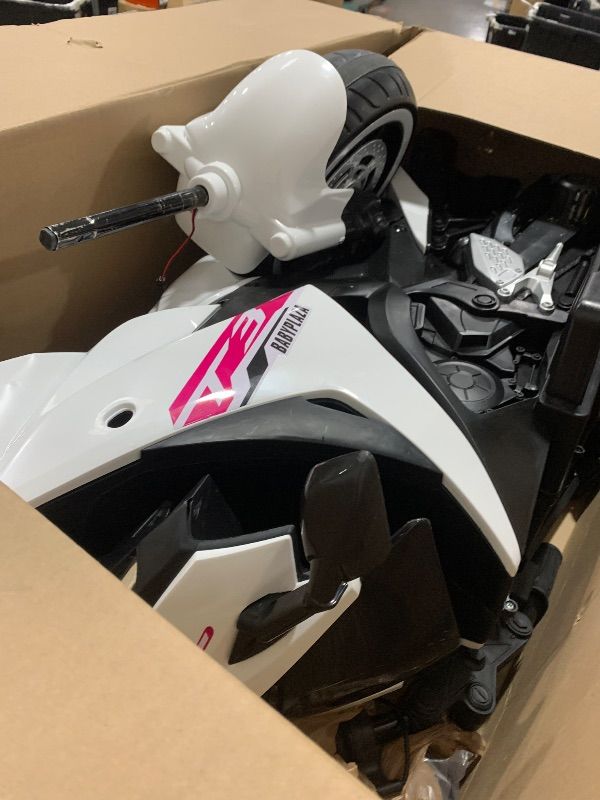 Photo 1 of Kids Ride On Motorcycle,12V 550W Electric Ride On Motorcycle,1.8-3.2 Mph Speed,Battery Powered Motorcycle w/Training Wheels, Manual Throttle,Led Lights, Music,USB,Mp3 White