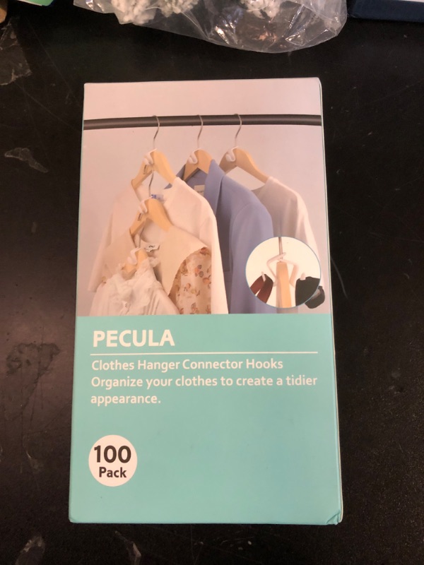 Photo 1 of 100 PCS Space Saving Hanger Hooks and Clips for Plastic Hangers (White)