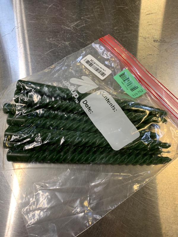 Photo 1 of 10 Inch 10 Pack Unscented Dripless Green Sipral Taper Candles for Christmas Decor Dinner Parties Home Decoration Picnic