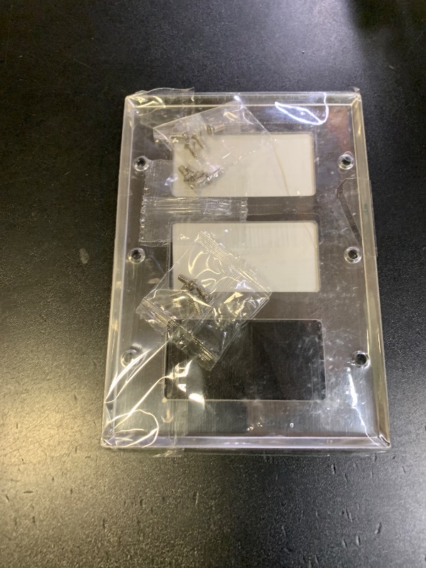 Photo 1 of [2 Pack] BESTTEN 3-Gang Decorator Metal Wall Plate with Plastic Film, Standard Size, H4.53" x W6.38", Decor Stainless Steel Outlet Cover and Switch Wallplate, Brushed Finish, Silver