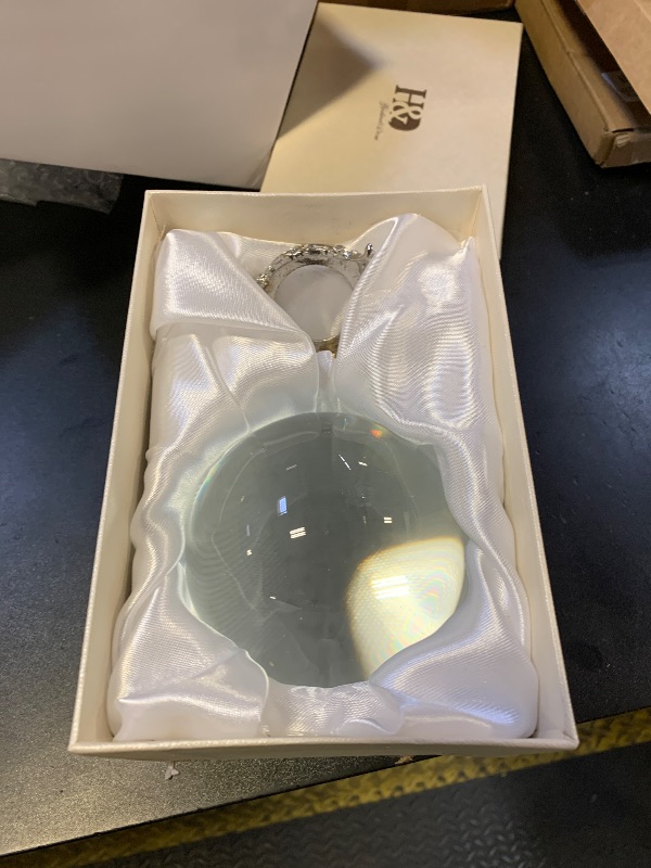 Photo 1 of 100mm/3.9inch Clear Crystal Ball with Metal Stand Fortune Teller Mystical Quartz Ball Photography Props FengShui Divination Spheres Decorative Glass Ball