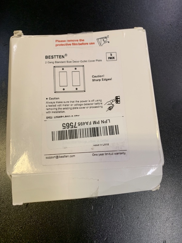 Photo 1 of [5 Pack] BESTTEN 2 Gang Decor Metal Wall Plate with Plastic Film, Decorator Stainless Steel Outlet Cover, Durable Corrosion Resistant Industrial Grade Material, H4.53” x W4.57”, Brushed Finish, Silver