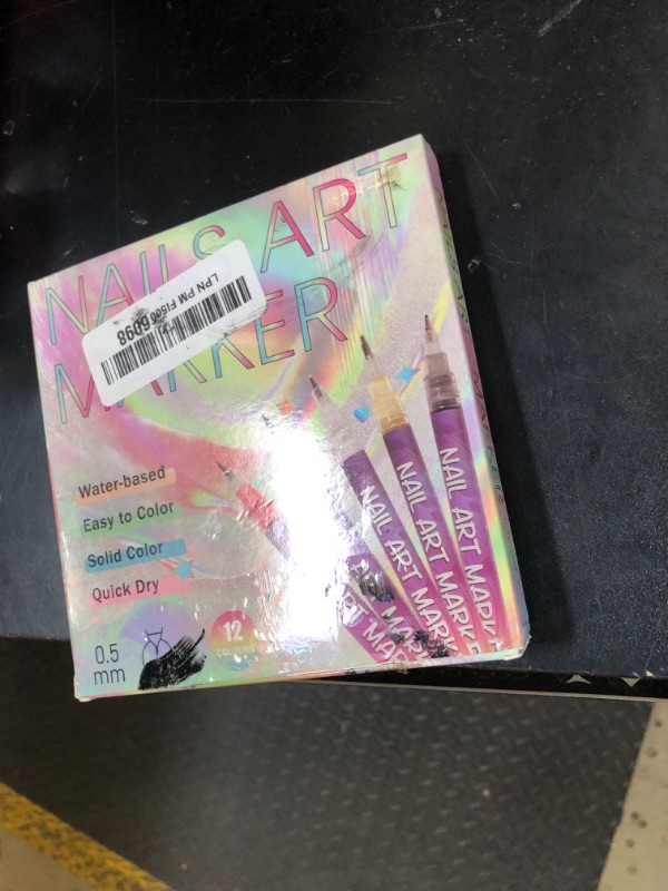 Photo 1 of 12 Colors 3D Nail Art Pens, Fine Tips 0.5 MM Nail Polish Pens Quick-Drying EBANKU Acrylic Nail Paint Point Dotting Liner Pen Tools for Home & Salon Manicure DIY