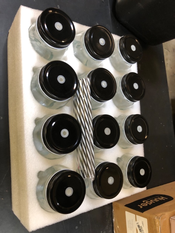 Photo 1 of 12 Pcs Halloween Skull Mason Jar Clear Glass Tumbler, Halloween Drinking Glasses with Lid, Clear Glass Cups with Skull, Skull Mason Cup with Straw, Mason Jar Cup for Halloween, Theme parties, Bars