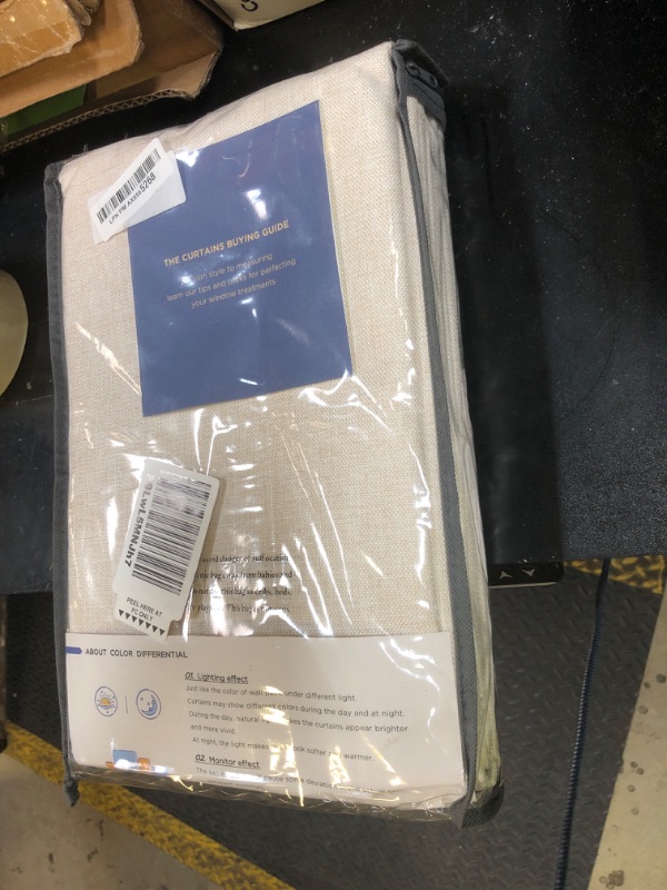 Photo 1 of 100% Blackout Shield Linen Blackout Curtains for Bedroom 84 Inches Long, Back Tab/Rod Pocket Living Room Drapes, Thermal Insulated Blackout Curtains 2 Panels Set, 50" W x 84" L, Cream