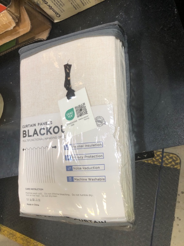 Photo 1 of 100% Blackout Shield Linen Blackout Curtains for Bedroom 84 Inches Long, Back Tab/Rod Pocket Living Room Drapes, Thermal Insulated Blackout Curtains 2 Panels Set, 50" W x 84" L, Cream