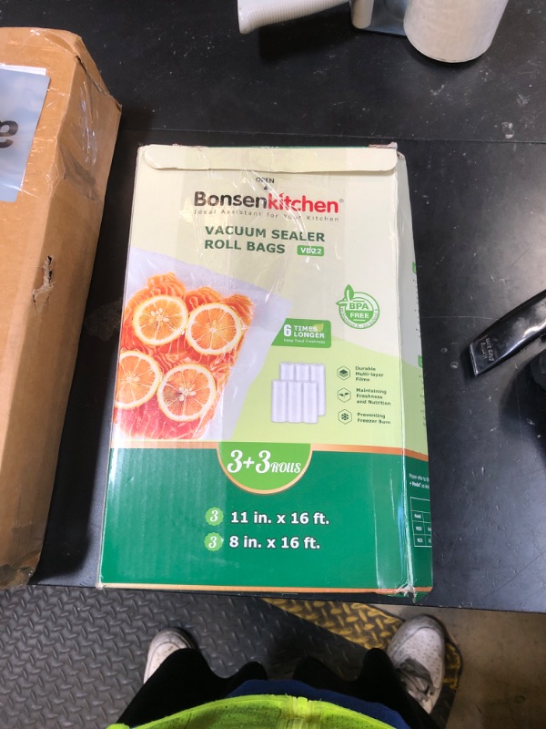 Photo 1 of [2025 Upgraded] Bonsenkitchen 3 Rolls 11" x 16' + 3 Rolls 8" x 16' Vacuum Sealer Bags for Food with a Color Box, Easy to Store, Commercial Grade, BPA Free, Great for Food Storage or Sous Vide, VB22