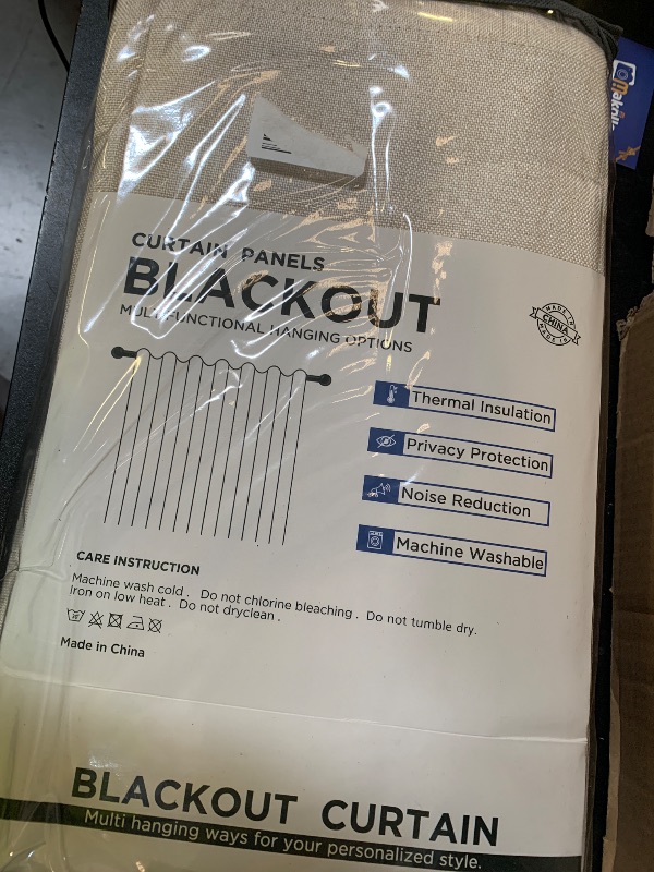 Photo 1 of 100% Blackout Shield Linen Blackout Curtains for Bedroom 96 Inches Long, Back Tab/Rod Pocket Living Room Drapes, Thermal Insulated Blackout Curtains 2 Panels Set, 50" W x 96" L,Cream