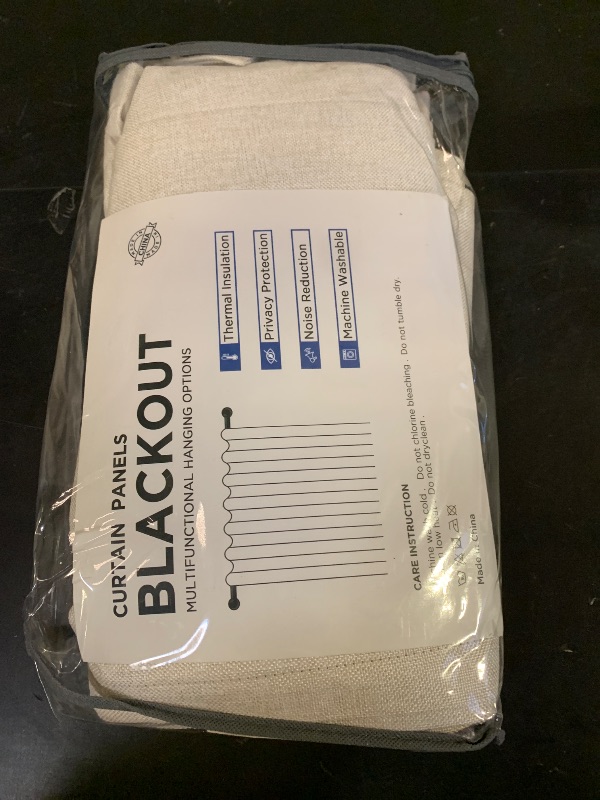 Photo 1 of 100% Blackout Shield Linen Blackout Curtains for Bedroom 84 Inches Long, Back Tab/Rod Pocket Living Room Drapes, Thermal Insulated Blackout Curtains 2 Panels Set, 50" W x 84" L, Cream