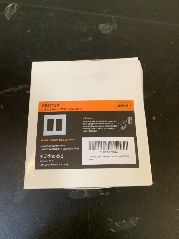 Photo 1 of [10 Pack] BESTTEN Decorator Wall Plate, 2 Gang Standard Size Outlet Cover for GFCI and USB Receptacles, H4.53” x W4.57”, Unbreakable Polycarbonate Material, UL Listed, White