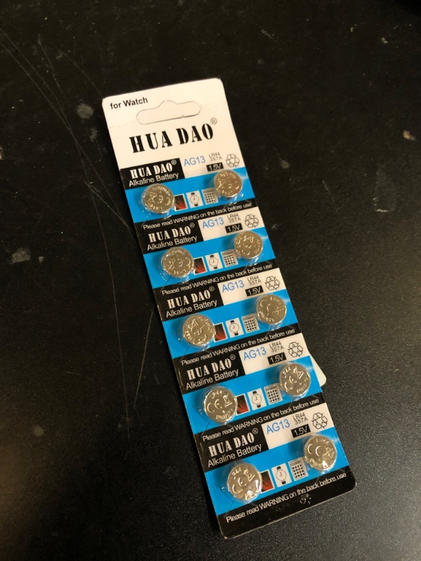 Photo 1 of 10Pcs AG13 LR44 A76 357 357A LR1154 SR1154 SR44 1.5V Button Battery