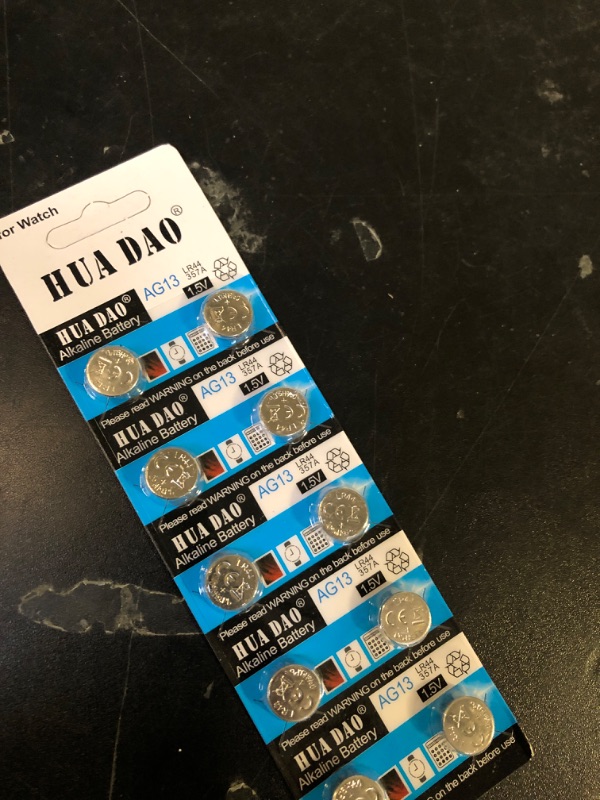 Photo 1 of 10Pcs AG13 LR44 A76 357 357A LR1154 SR1154 SR44 1.5V Button Battery