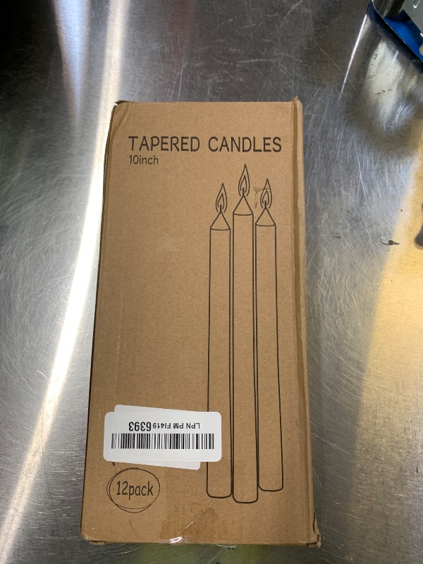 Photo 1 of 12 Pack Ivory Taper Candles 10 inch - Taper Candles Dripless, Smokeless, Unscented - 8 Hours Long Burning - Hand Poured Tall Candlesticks - Perfect for Home Decor, Weddings, and Special Occasions