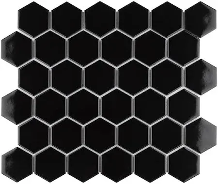 Photo 1 of 10 sheets Hexagon backsplash tile BLK