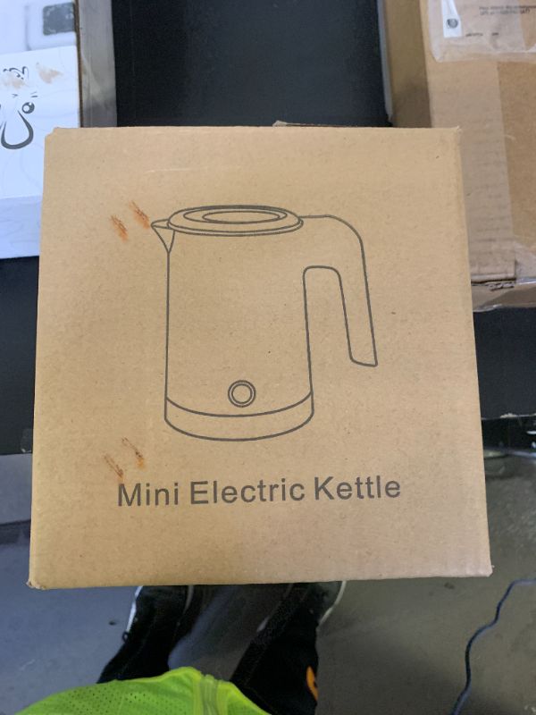 Photo 1 of 0.5L Small Portable Electric Tea Kettle Stainless Steel, Travel Mini Electric Coffee Kettle, Hot Water Boiler Heater for Business Trip, Camping, Travel, Office (Black)