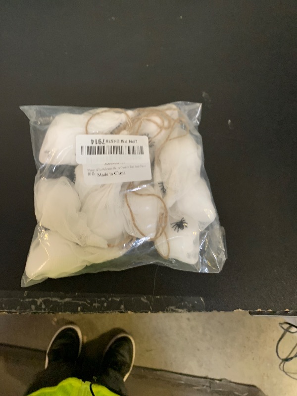 Photo 1 of 12 Pcs Mini Halloween Hanging Skull Decorations, 4" x 1.5" Scary Gauze Wrapped Skull Ornaments with Spiders, Hanging Spider Head Skeleton Cocoon Tree Ornaments for Outdoor Haunted House Party Decor