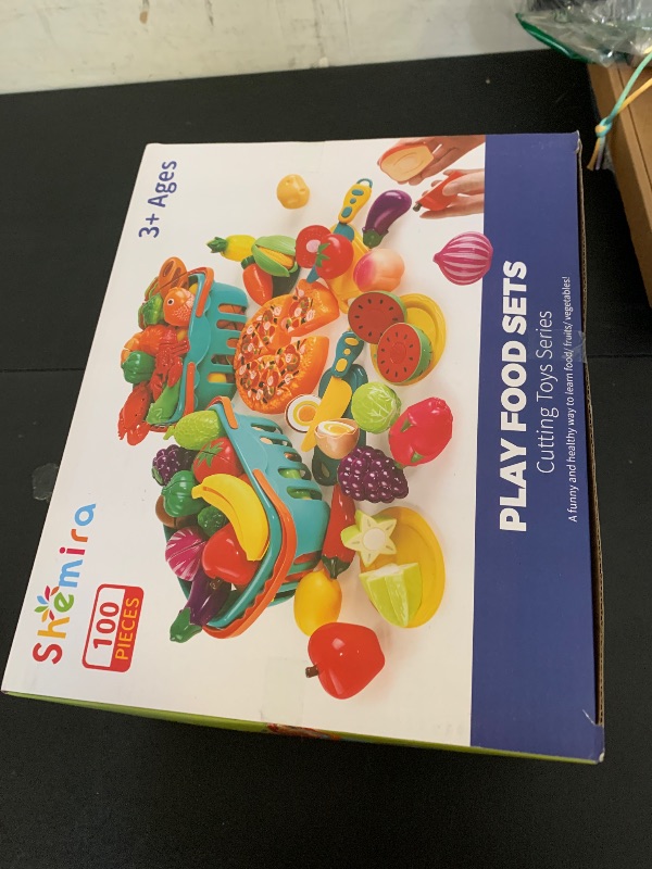 Photo 1 of 100 PCS Cutting Play Food Toy for Kids Kitchen, Pretend Food Toys for Toddlers, Play Kitchen Toys Accessories with 2 Baskets, Fake Food/Fruit/Vegetable, Birthday Gifts for 3 4 5 Years Old Boys Girls
