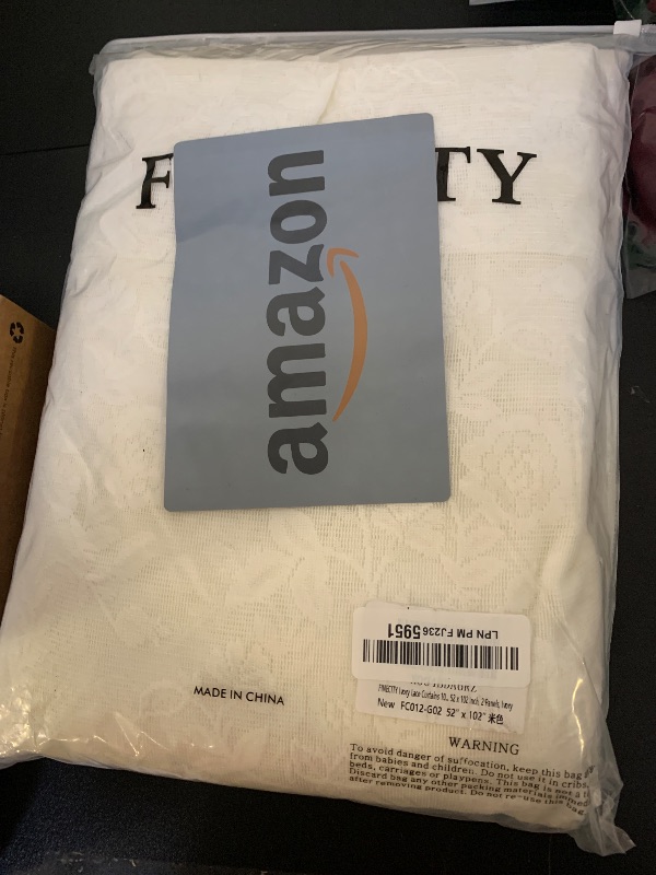 Photo 1 of 102 Inch Lace Curtains Set of 2 Panels, Country Rustic Leaf Floral Knitted Vintage Sheer Lace Curtains 102 Inches Long for Bedroom Living Room Rod Pocket Privacy Antique Ivory Lacy Curtains, 52x102 In